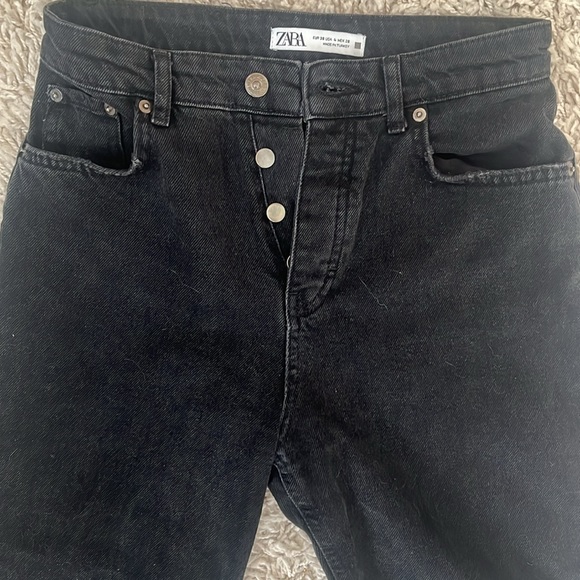 Black Zara Wide Leg High Rise Jeans - Picture 3 of 4